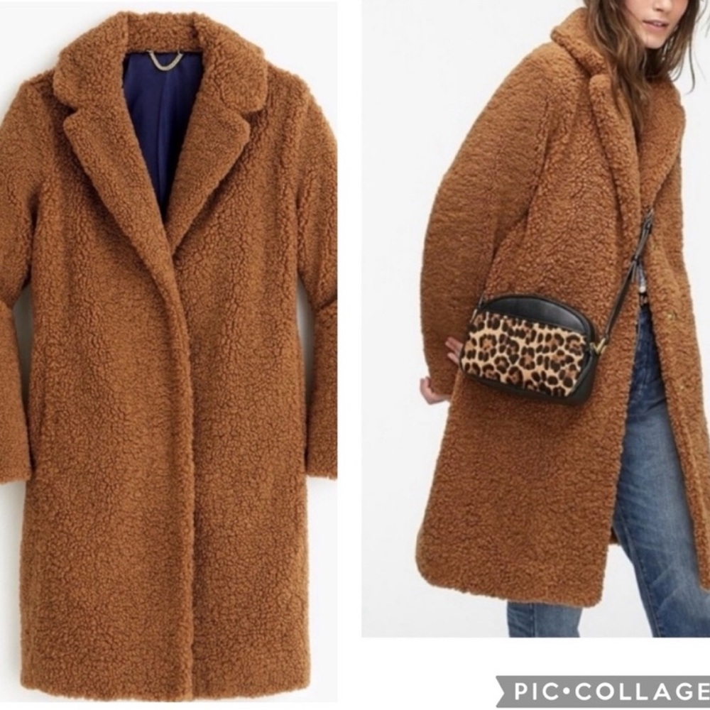 J. Crew Caramel Sherpa Top Coat